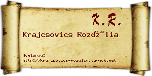 Krajcsovics Rozália névjegykártya