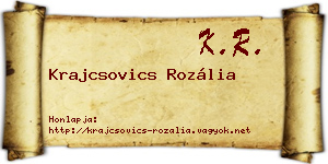Krajcsovics Rozália névjegykártya